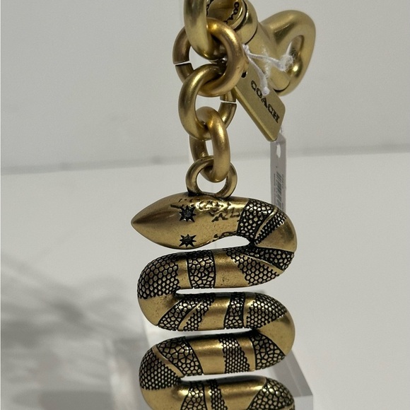 NWT COACH Brass Snake Bag Charm or Key Ring CZ212 Rhinestone Eyes - Picture 6 of 9